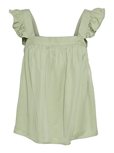 Prawdziwa Moda Vmharper SL Frill Short Top Kobiety Szlafrok, Reseda, S