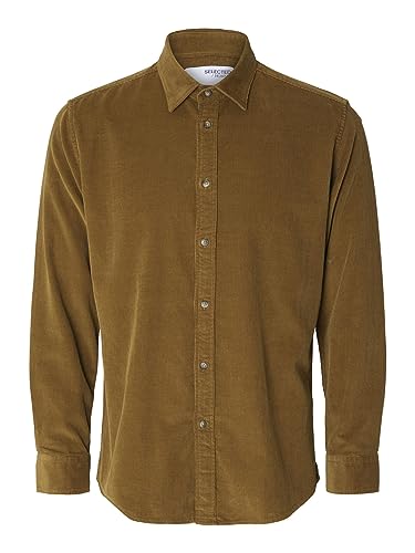 SELETED HOMME Męska koszula z długim rękawem Slhregowen-Cord Ls Noos, Butternut, M