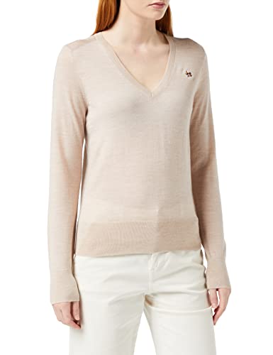 Ted Baker Damski sweter WMK-ABIYGAL-Merino Edit z dekoltem w serek sweter, wielbłąd, 4 (UK4)