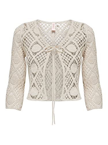 Bestseller A/S Damski ONLCELIA 34 Crocheted Cardigan WVN Top, Sandshell, L, Sandshell, L