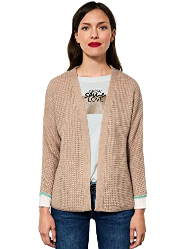 Street One Damski A253538 otwarty kardigan, Buff Sand Melange, 40, Buff Sand Melange, 40