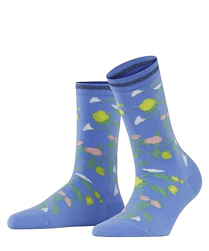 Burlington Kobiety Skarpety Botanical W SO Bawełna Wiskoza z wzorem 1 Para, Niebieski (Morning Sky 6546), 36-41
