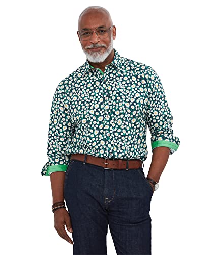 Joe Browns Męska koszula z długim rękawem z odważnym kwiatowym nadrukiem, zielona, S, ZIELONY, S