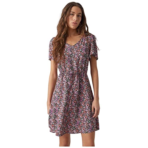 VERO MODA Women's VMEASY SS Short Dress R1 WVN GA sukienka, Ge Peach/AOP:Cille, M, Ge Peach/Aop: cille, M