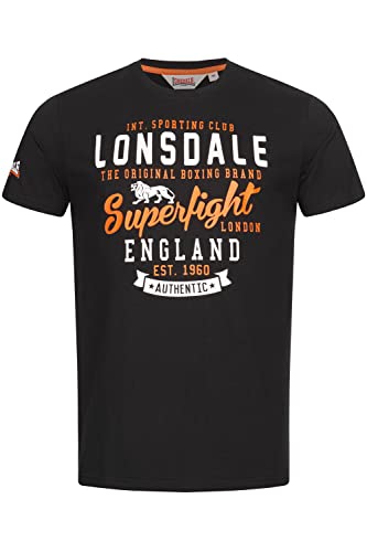 Lonsdale T-shirt męski Tobermory, czarny/pomarańczowy/biały, XL