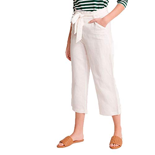 Superdry Damskie spodnie Eden Linen Trouser, kość słoniowa (Chalk White Fu4)