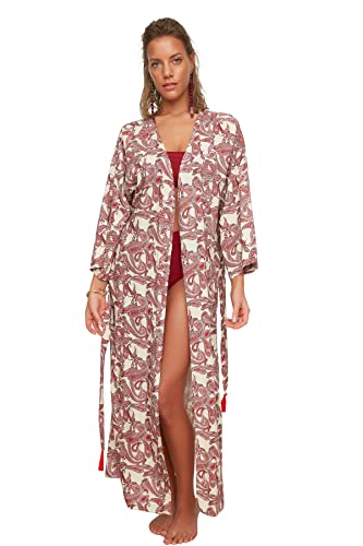 Trendyol Kimono i kaftan z wzorem szalika damski, Wielokolorowy., 40