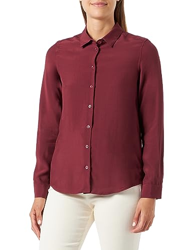 Seidensticker Damska bluzka - modna bluzka - Regular Fit - kołnierz koszuli - długi rękaw - 100% wiskoza, ciemnoczerwony, 38