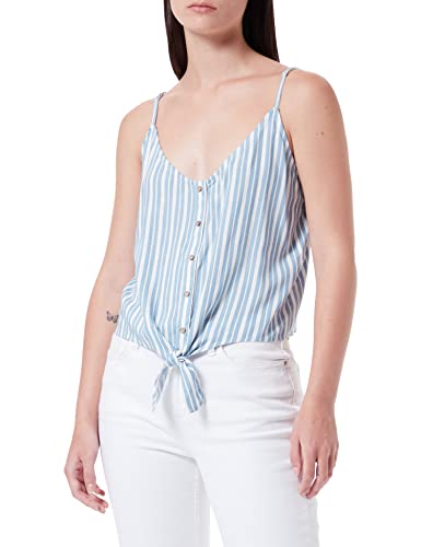 ONLY Onlaurora Knot Singlet WVN Top damski, Jasna biel/paski: marszczony denim, XS