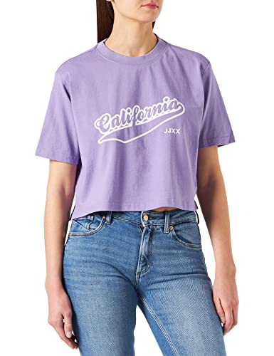 JJXX JXBrook Relaxed t-shirt damski, Fioletowy tulip/szczegóły: jasny biały nadruk Cali 8, L