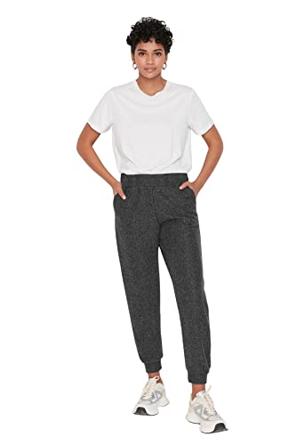 Trendyol Damskie spodnie dresowe Herren Mittlerer Bund Jogger Jogginghose, Antracyt, M