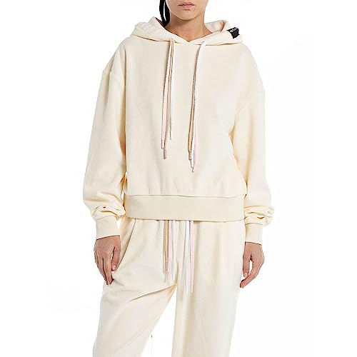 Replay Damska bluza z kapturem oversize, 012 Platinum, S
