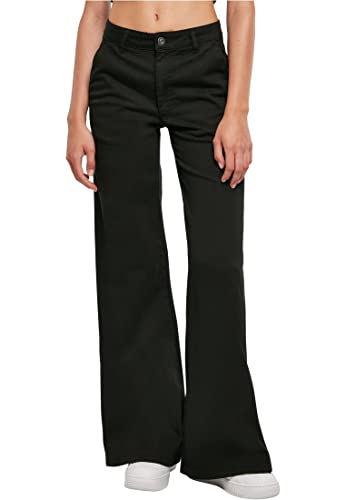 Urban Classics Panie High Waist Szeroki Noga Chino Spodnie Damskie, Czarny (czarny), 30