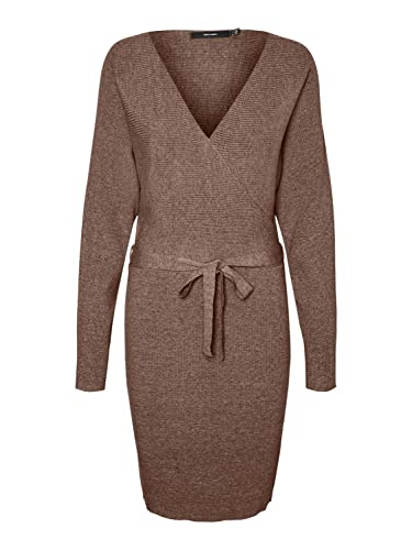 Bestseller A/S VMHOLLYREM LS V-Neck Dress GA NOOS sukienka, Brown Lentil, XS, Brown Lentil, XS