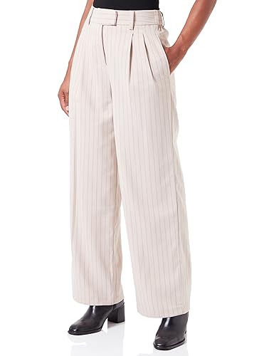 Bestseller A/S Damskie spodnie ONLDITA Pinstripe Wide Pant CC OTW, Humus/Stripes:Mole, 34W / 32L, Humus/Stripes:mole, XS