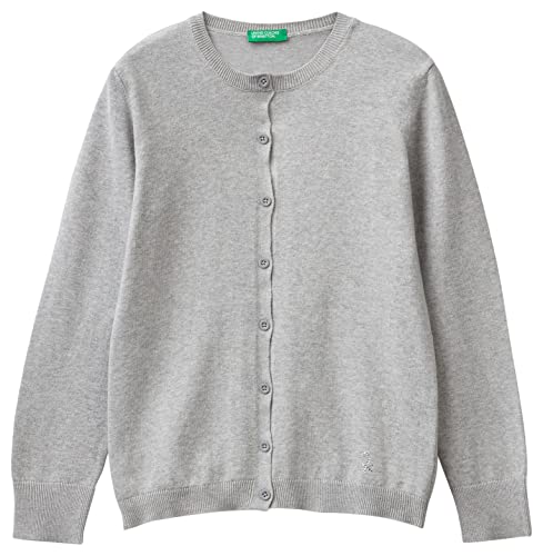 United Colors of Benetton Sweter kardigan dziewczęcy, Grigio Melange Medio 501, S