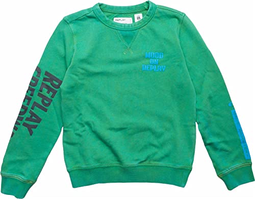 Replay Chłopięca bluza Aged ze 100% bawełny, zielona (Green 733), 12 lat, 733 Green, 12 lat