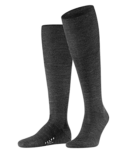 FALKE Mężczyźni Podkolanówki Airport M KH Wełna Merynosa Bawełna długie jednokolorowe 1 Para, Szary (Dark Grey 3070), 43-44