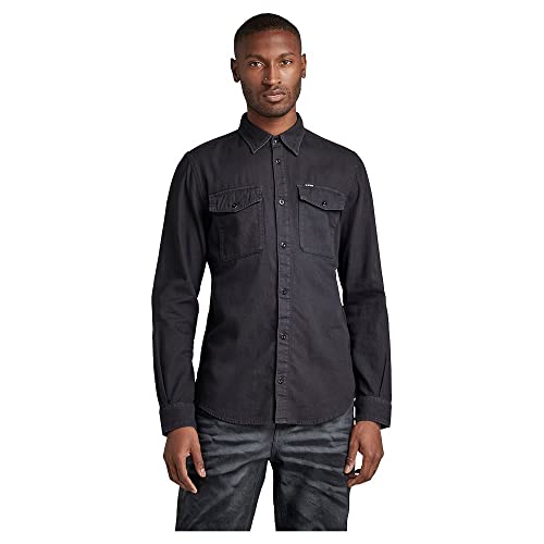 G-STAR RAW Men's Marine Slim koszula męska, czarna (Caviar gd 7647-D578), M