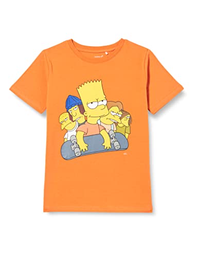 NAME IT Boy's NKMJRAN Simpsons SS TOP VDE T-Shirt, Tomato Cream, 122/128, Krem pomidorowy, 122-128