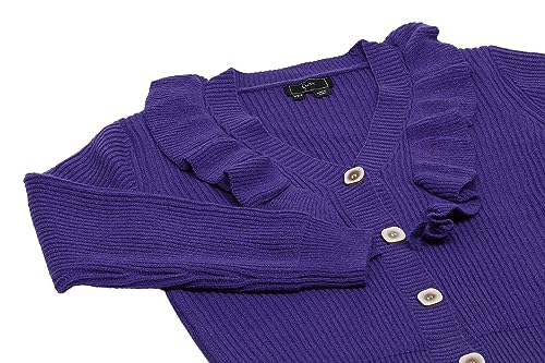 faina Damski rozdwajany drewniany brzeg uszu dekolt w serek modny kardigan akryl fioletowy rozmiar XS/S, liliowy, XS