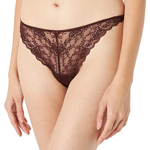 Damskie secret Koronkowe majtki stringi, ciemnobrązowe, XS damskie, Ciemny brąz, XS