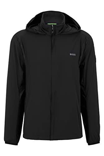 BOSS J Axis męska kurtka wodoodporna z kapturem i detalami z logo, czarny (Black1), XL