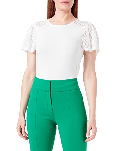 ONLY Women's ONLKANYE S/S LACE Mix TOP JRS T-Shirt, Cloud Dancer, L, Cloud Dancer, L