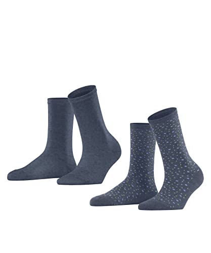 ESPRIT Kobiety Skarpety Playful Dot 2-Pack W SO Trwała Organiczna Bawełna z wzorem 2 Pak, Niebieski (Light Denim 6660), 35-38