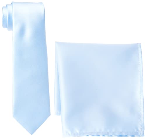 Rael-Brook Męski satynowy krawat kieszonkowy kwadratowy zestaw, Jasnoniebieski, Rozmiar uniwersalny