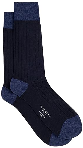 Hackett London Skarpety męskie z merynosów, Niebieski (granatowy), Small