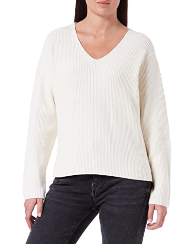 TOM TAILOR Denim Damski Sweter z dekoltem w serek 1034652, 10348 - Gardenia White, XL