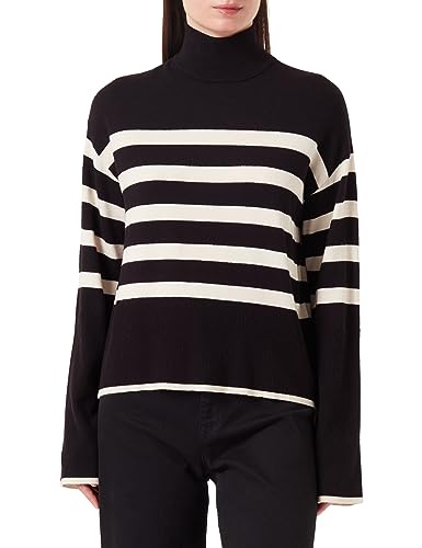 VERO MODA Damski sweter z dzianiny VMHAPPINESS LS HIGHNK Pullove GA Boo REP, czarny, XS