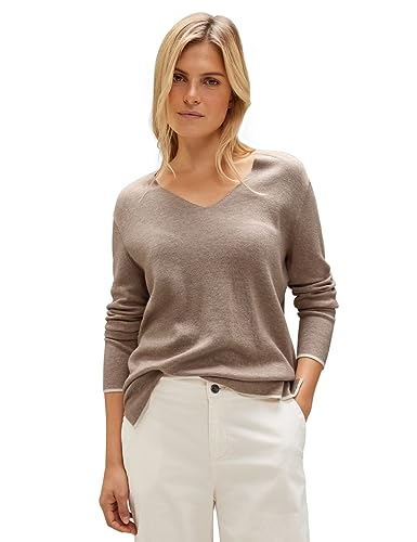 Street One Damski sweter z dzianiny, Bleached Sand Melange, 46