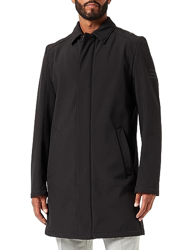 HUGO Marec2311 Slim-Fit płaszcz samochodowy męski z wodoodpornym wykończeniem, czarny (Black1), 44