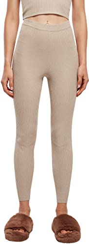 Urban Classics Damskie legginsy z dzianiny Rib Knit Spodnie do jogi, Szarobrązowy, L
