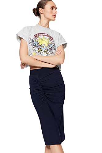 Trendyol Damska spódnica midi bodycon z dzianiny, granatowy, M