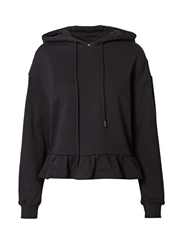 Urban Classics Damska bluza z kapturem Ladies Organic Volants Hoody z kapturem, czarny, 5XL