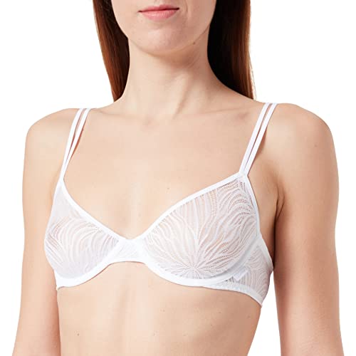 Calvin Klein Damski biustonosz bez podszewki, głęboki, biały, 80F