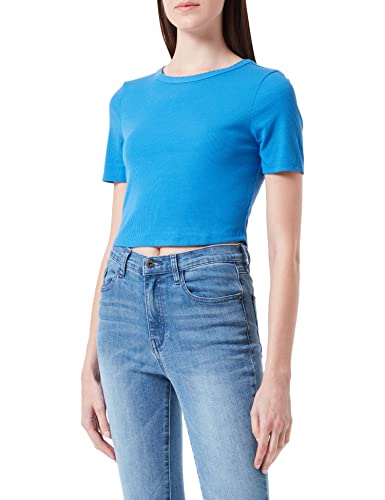 ONLY Women's ONLEMRA S/S Cropped TOP JRS T-Shirt, Strong Blue, S