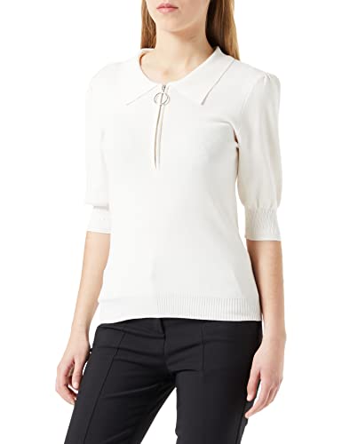 Morgan damski sweter z krótkim rękawem z dekoltem polo MZAP Ivory TXL, Kość słoniowa, XL