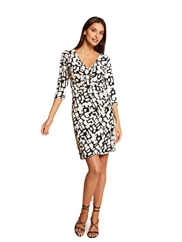 Morgan Damska sukienka z krótkim rękawem 3/4 RLOLA Ecru T36, Off White/Black, 34