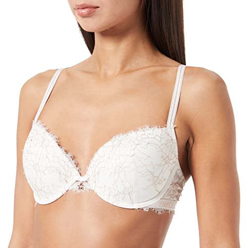 Emporio Armani Damski biustonosz z koronką, push up, Pale Cream, 80C