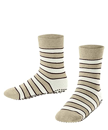 FALKE Uniseks - dzieci Kapcie Simple Stripes K HP Zrównoważona Bawełna z wypustkami na podeszwie 1 Para, Beżowy (Sand Melange 4650), 39-42 (13-16 lata)