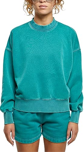 Urban Classics Damska bluza damska oversized Stone Washed Crewneck, zielony, 5XL