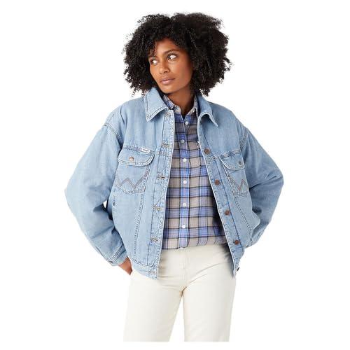 Wrangler Damska kurtka z podszewką Trucker Denim, SCARE CROW​, XXL
