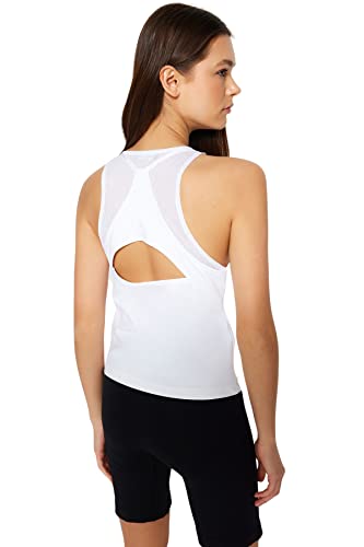 TRENDYOL Damska koszula damska regular fit basic z dzianiny Singlet, biała, M, biały, M