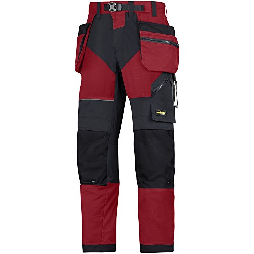 Snickers 69021604212 spodnie robocze z kieszeniami kabury elastyczny rozmiar 212 w kolorze czerwonym/czarnym
