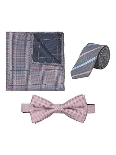 JACK & JONES Męski Jacrilo Summer Giftbox Set z krawatem i muchą, Prism Pink/Szczegóły: Tie-Hankie z Checks-Bowtie, One Size, Prism Pink/Detail:tie - Hankie W. Checks - Bowtie, Rozmiar Uniwersalny