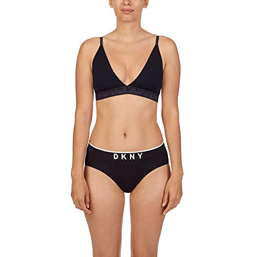 DKNY Damski bezszwowy biustonosz typu Litewear Rib Bralette, Czarny, XL